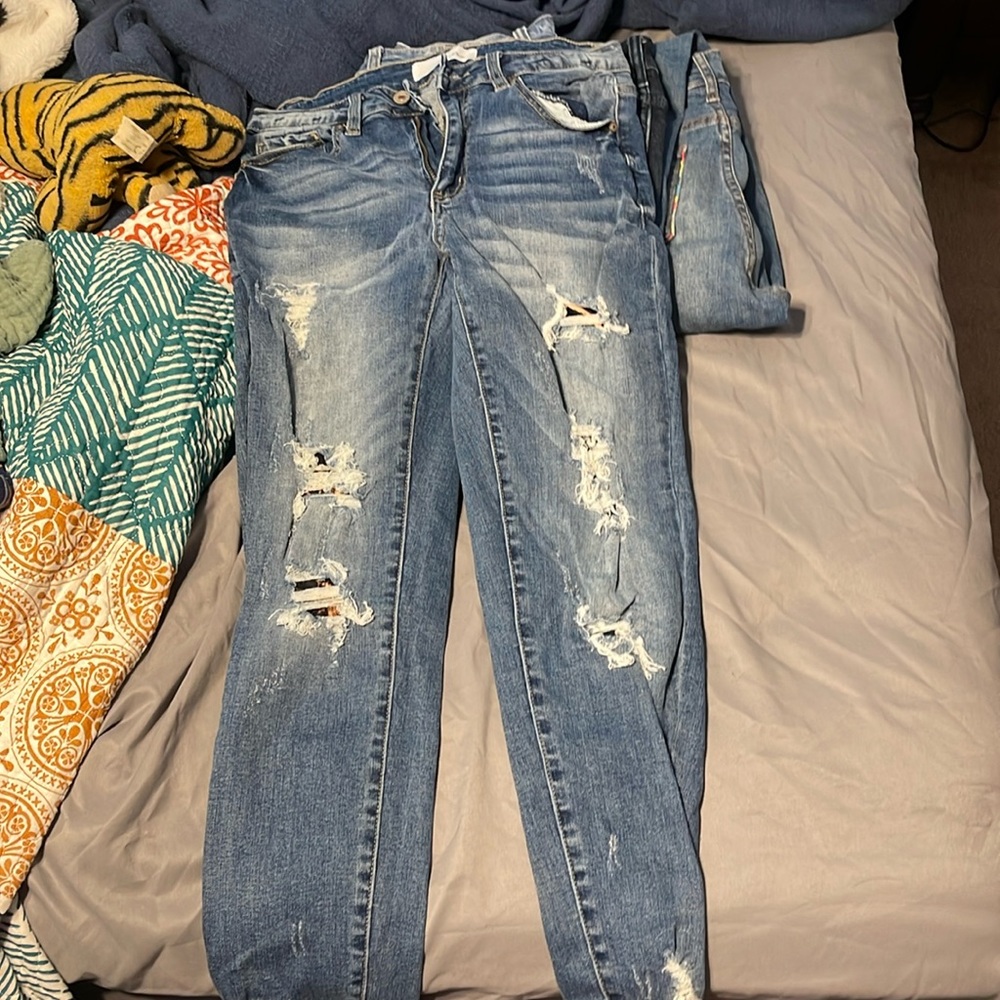 Kancan skinny jean with leopard patches